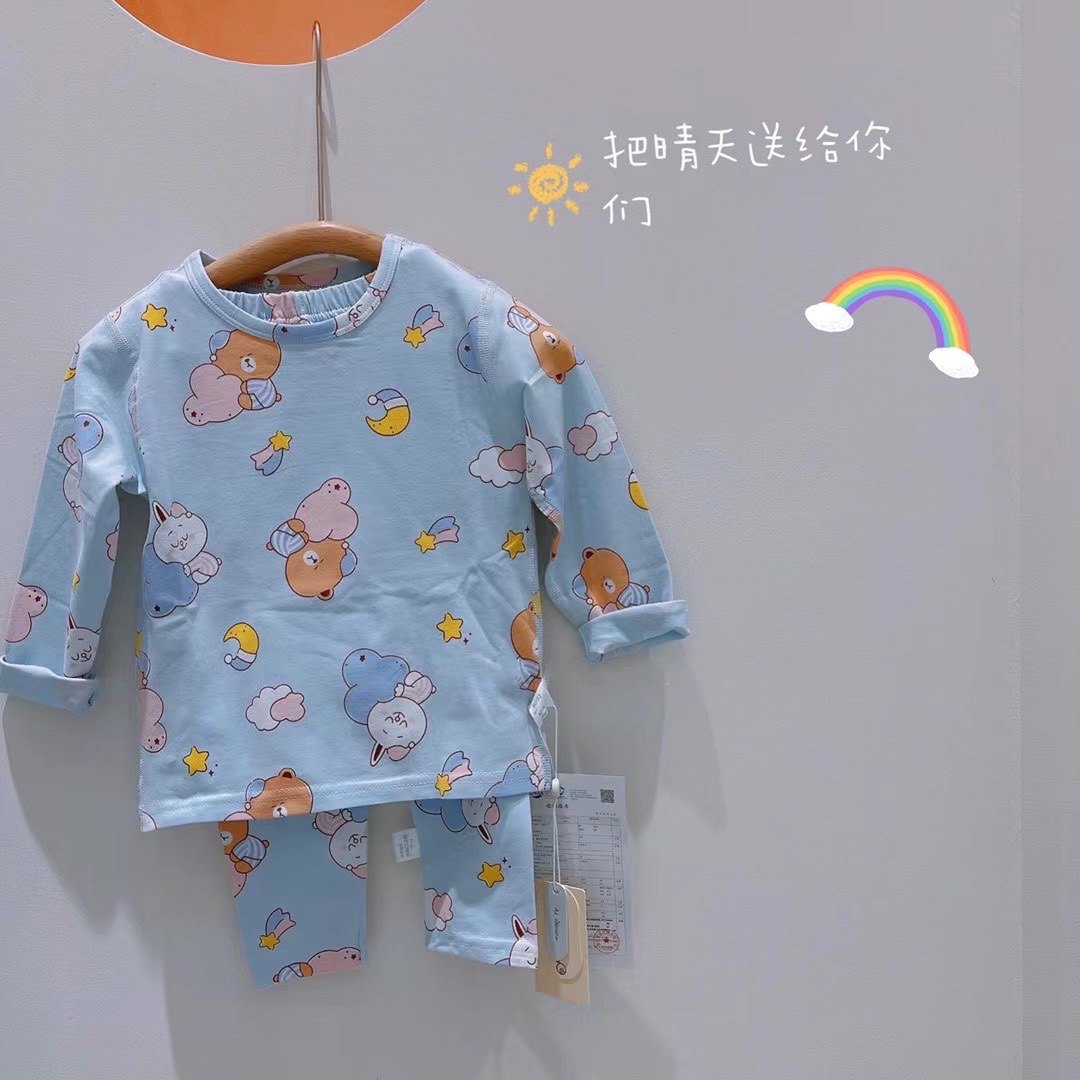 秋季新款儿童抑菌莱卡棉内衣套装宝宝薄款家居服男女童纯棉秋衣裤