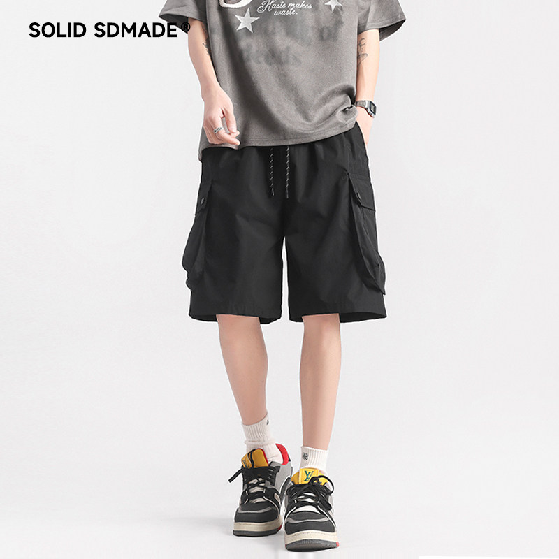 SOLIDSDMADE 夏季薄款工装短裤男美式潮牌休闲裤子宽松直筒五分裤