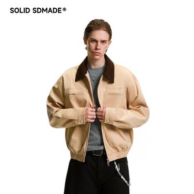 美式复古巴恩风翻领工装夹克男女