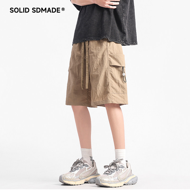 SOLIDSDMADE 美式工装短裤男生潮牌夏季薄款宽松直筒休闲五分裤子