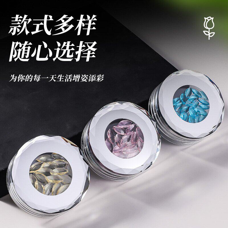 女款小容量水晶玻璃双层玻璃杯盖防漏密封通用替换配件简约时尚