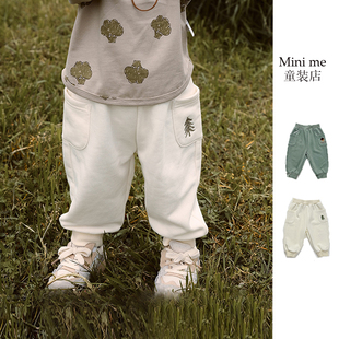 mini me童装店男童裤子女童休闲裤春秋季儿童百搭长裤北欧风