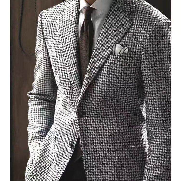 秋冬厚款羊毛呢西装外套休闲男士修身韩版西服格子外套大码商务,男装,休闲西服,淘宝优惠券,粉丝福利购,淘宝优惠卷