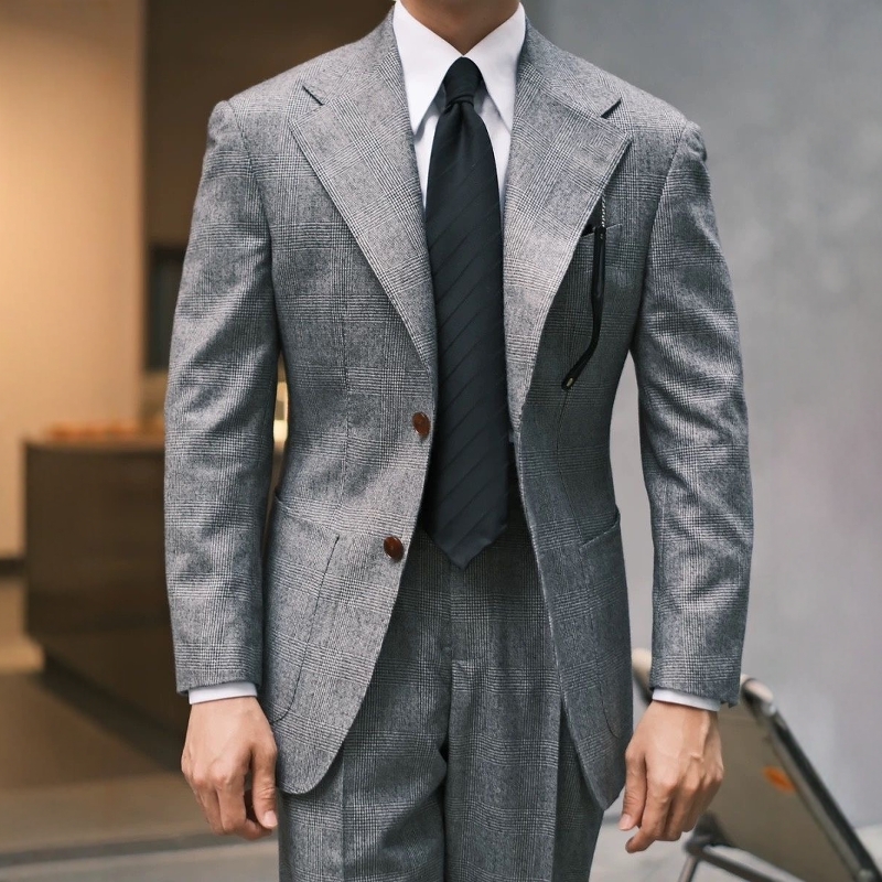 春秋新款羊毛呢西装外套休闲男士修身韩版西服格子外套大码商务