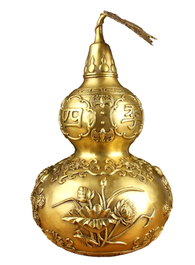 大号春夏秋冬四季开口铜葫芦摆件 大号梅兰竹菊铜葫芦摆件送铜钱