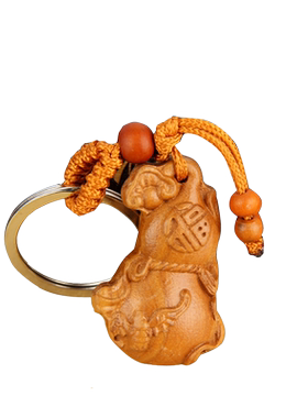 桃木貔貅龙龟举元宝钥匙扣