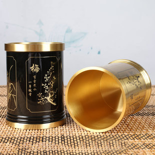 新款梅兰竹菊铜笔筒摆件 铜笔筒书桌摆件