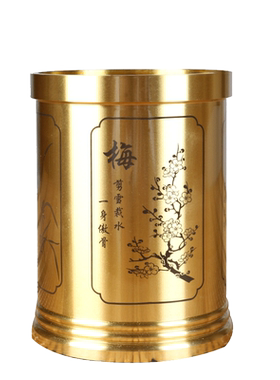 新款梅兰竹菊铜笔筒书桌摆件