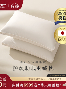 Interlagos日本羽绒枕头枕芯防螨成人护颈枕枕头单人五星级酒店枕
