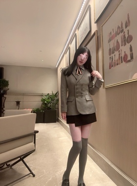 Sin boutique 「复古学院」学院风复古灰色显瘦西装外套春新气质