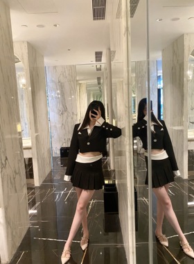 Sin boutique撞色短款西装外套气质温柔高级感百搭小众设计感上衣