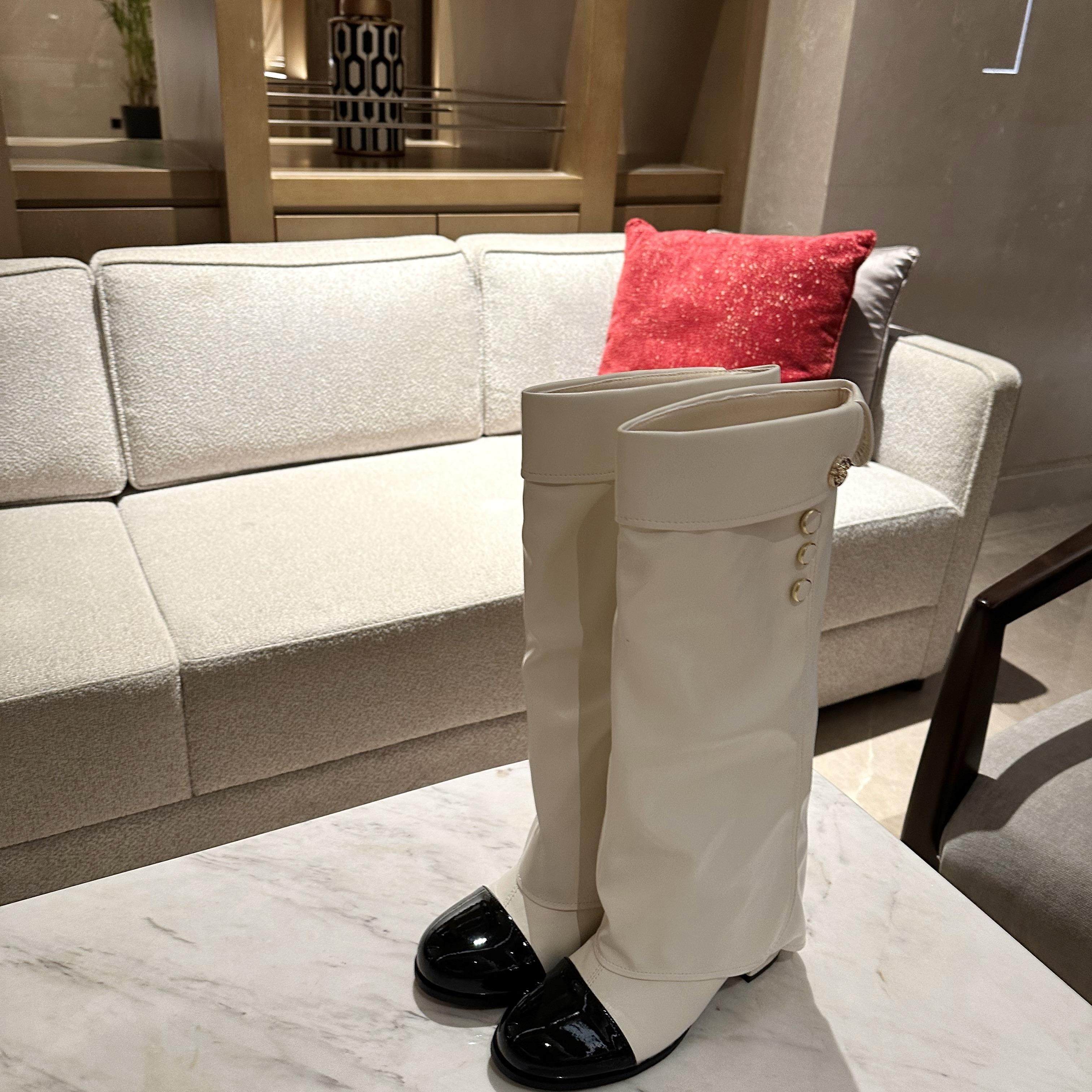 Sin boutique Paris香榭千金小香靴子粗跟显瘦高跟裤管靴长筒靴