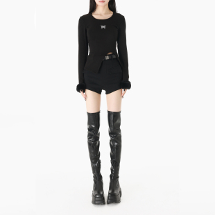 甜不SugarBoo 女士弹力美拉德裤 2023秋季 短裤 子 高腰时尚