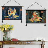 西藏金文手印挂毯布艺佛手茶楼玄关挂画玄关走廊背景墙挂布中国风