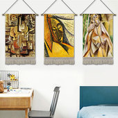 毕加索抽象油画挂画布艺卧室餐厅装 饰画酒店沙发背景墙挂毯壁画布