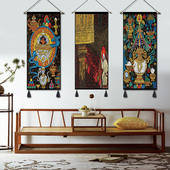 西藏挂画布艺民族风卧室装 饰画客厅民宿床头挂毯藏族餐厅酒店布画