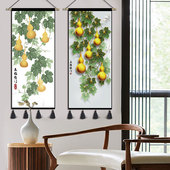 中式 饰布艺挂画 五福临门葫芦挂毯背景布中国风挂布玄关客厅卧室装