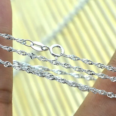 【水波链银项链925银】项链502010证书赠送绞丝