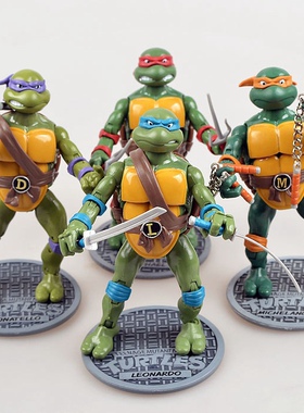 彩星忍者神龟TMNT87动画版可动玩偶模型怀旧塑胶手办玩具摆件全新