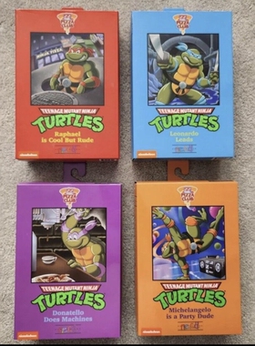 现货 NECA 54352 忍者神龟 披萨俱乐部 VHS版 7寸可动人偶