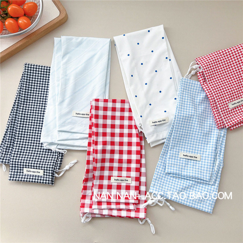 小清新格子冰袖女夏日户外凉爽减龄百搭防紫外线防晒冰丝护臂袖套