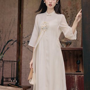 两套 实拍 仙气飘逸旗袍连衣裙 刺绣新中式 新款