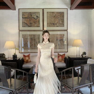 EIA一尧新中式国风关关雎鸠贵气千金旗袍连衣裙气质轻奢设计感