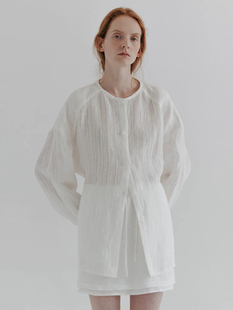 现货MOIA宋慧乔同款设计感镂空系带宽松休闲简约圆领衬衫2024新品