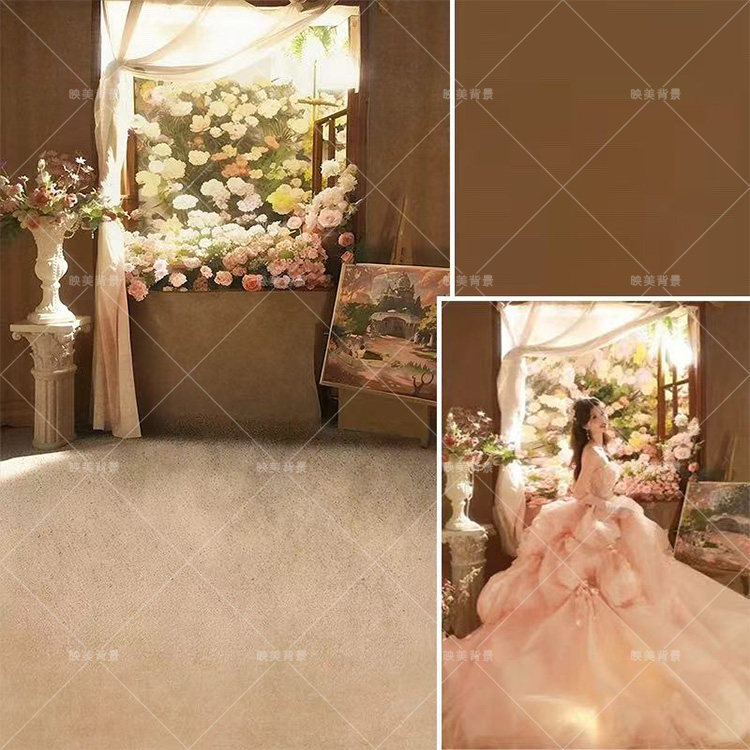 影楼梦幻室内花房少女写真油画背景法式少女感公主拍照摄影背景布