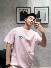 Correct Version! Summer Classic High-Quality Solid Color Heavy Embroidery Pattern Round Neck Short-Sleeve T-Shirt for Men and Women as a Base Layer