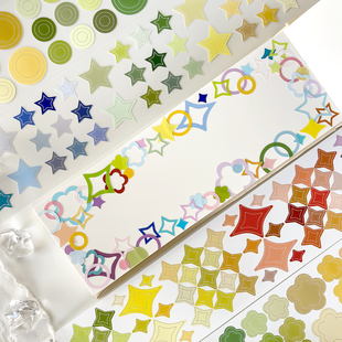 包邮基础款星星点点圆圈轻复古百仓家手帐和纸胶带合成纸切模贴纸