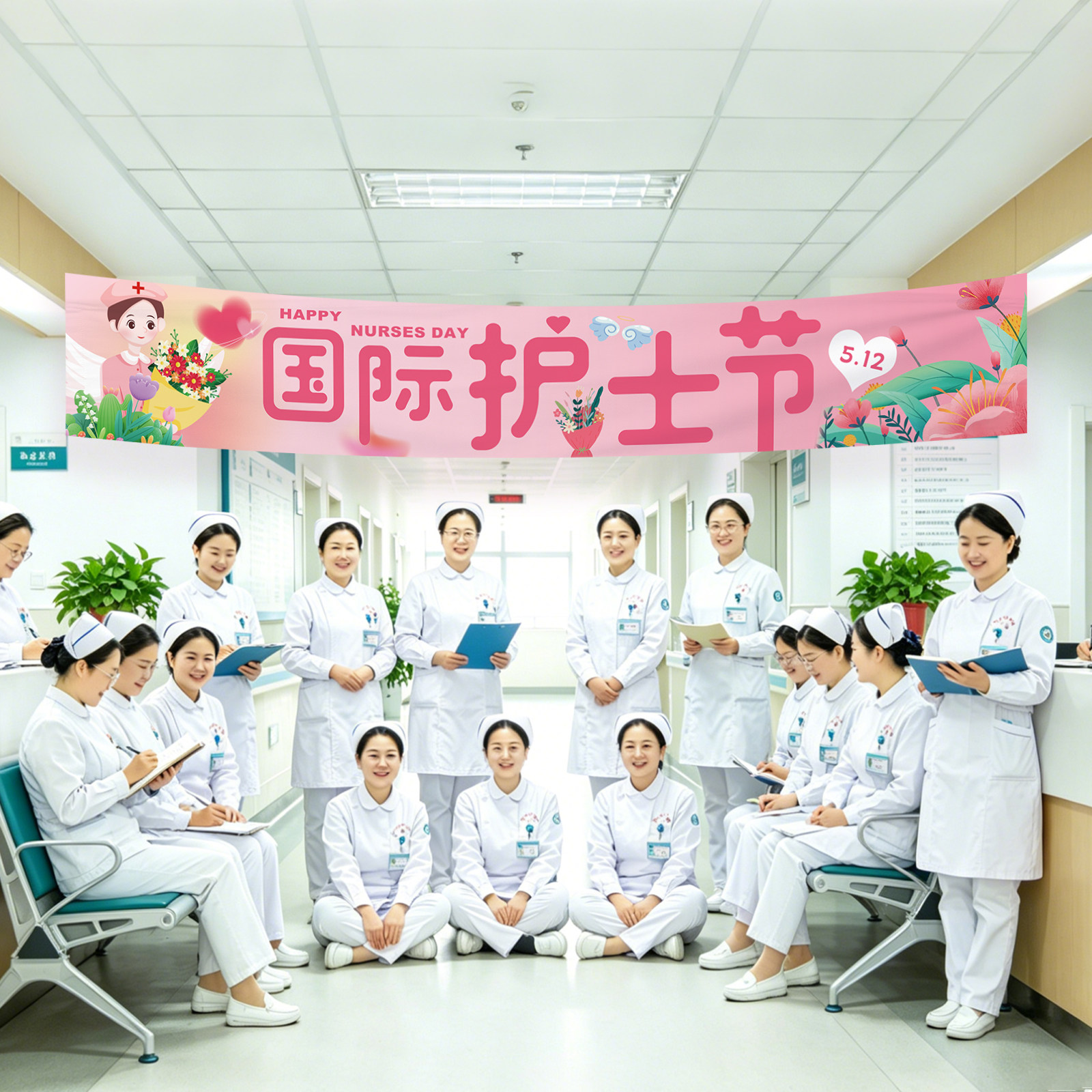 护士节场景布置横幅装饰拍照打卡仪式用品医院节日装扮装扮用品