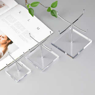 新款透明亚克力水晶矿物矿标展示架矿石原石底座金属展示摆件支架