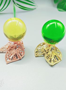新款合金树叶天鹅水晶球底座托置物架球架金属球托支架