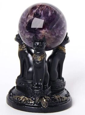新款暗黑树脂圆底镶金边亮黑色大号中号小号水晶球底座球托摆件