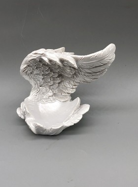 树脂水晶球底座天使羽毛小高翅白色油漆款球托底托球拖球架葫芦矿