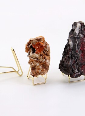 新品上市金属水晶矿标展示架晶体矿物玛瑙片工艺品茶盏底托心形架