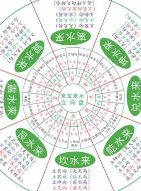新款来龙来水立向盘PVC材质摆件净阴净阳收水龙门八局水法立向