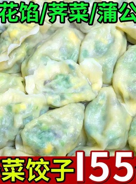 野菜饺子蒲公英鸡蛋槐花鸡蛋手工纯素水饺速冻大馅蒸煎饺商用食品