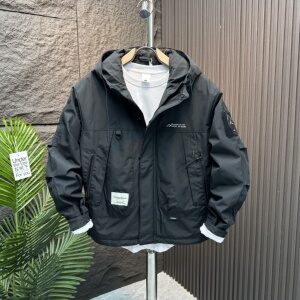 男士二棉秋季冲锋衣外套宽松百搭工装夹棉上衣休闲连帽男装棉服潮