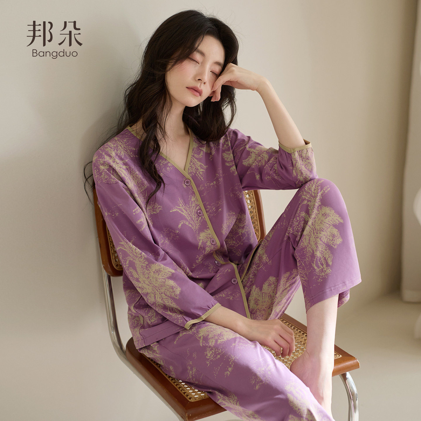 睡衣女士春秋款纯棉七分袖夏季薄款中年妈妈轻奢高级感大码家居服