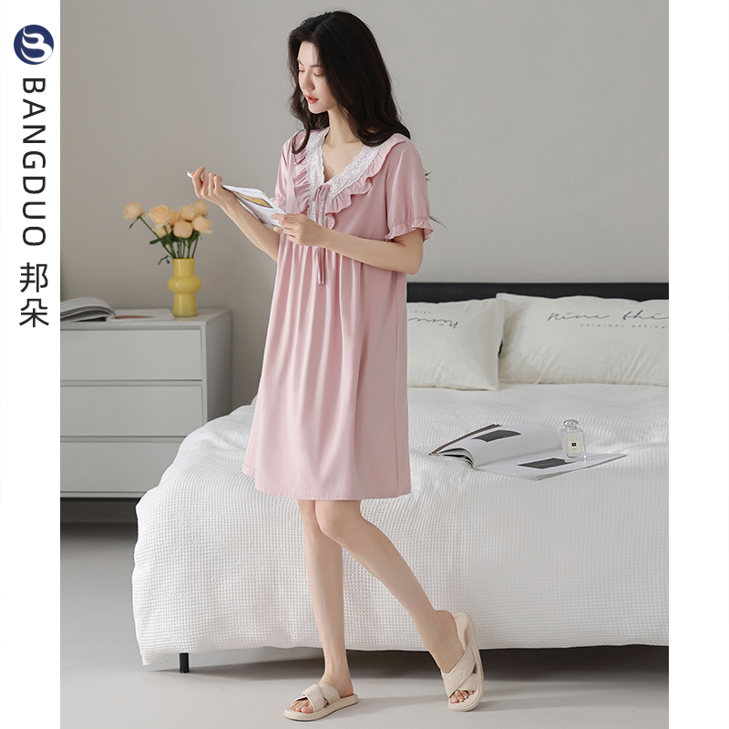 睡裙女士夏季莫代尔短袖连衣裙