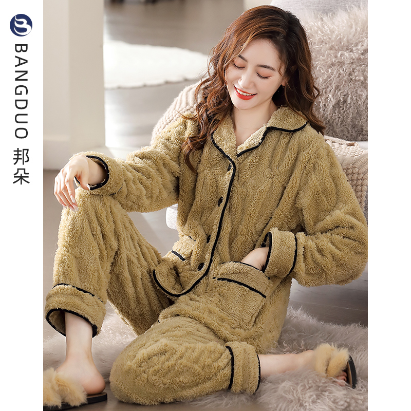 睡衣女法兰绒冬季家居服