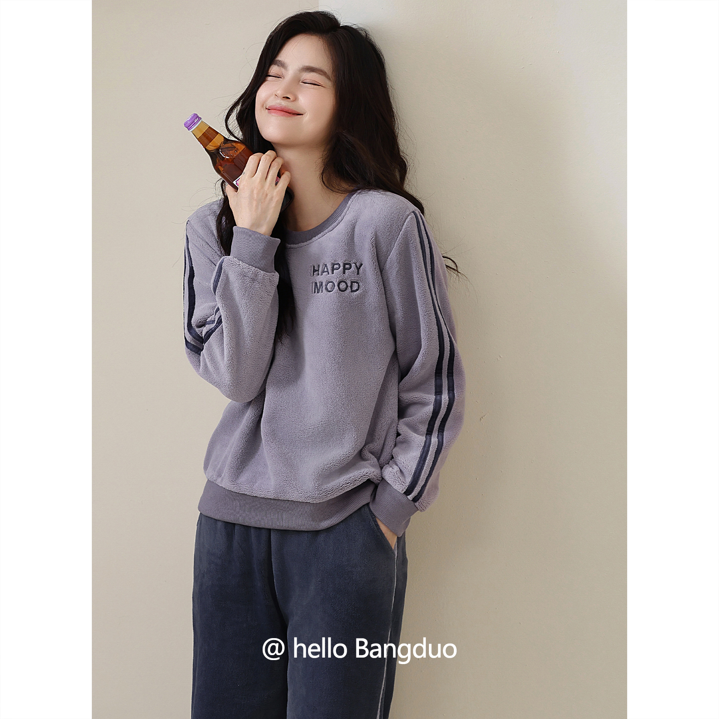 睡衣女士秋冬海岛绒长袖家居服