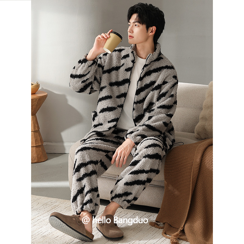 睡衣男士冬季法兰绒家居服