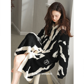 睡裙秋冬款 睡袍女士睡衣冬季 半边绒加厚加绒长款 珊瑚绒浴袍家居服