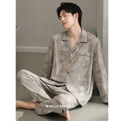 春秋款 大码 纯棉长袖 睡衣男士 男款 秋季 高级感秋冬薄款 可外穿家居服