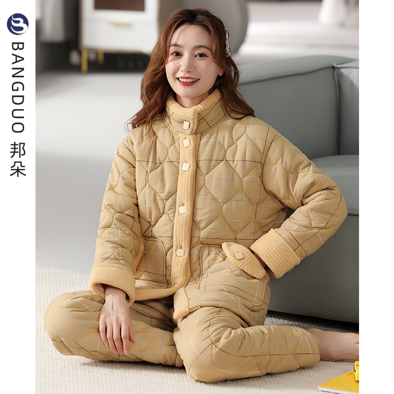 睡衣女梭织纯棉夹棉冬季家居服