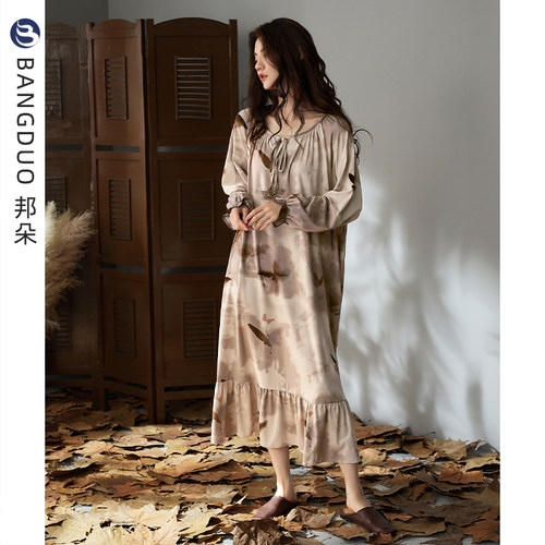 睡裙女士春秋款莫代尔长袖家居服
