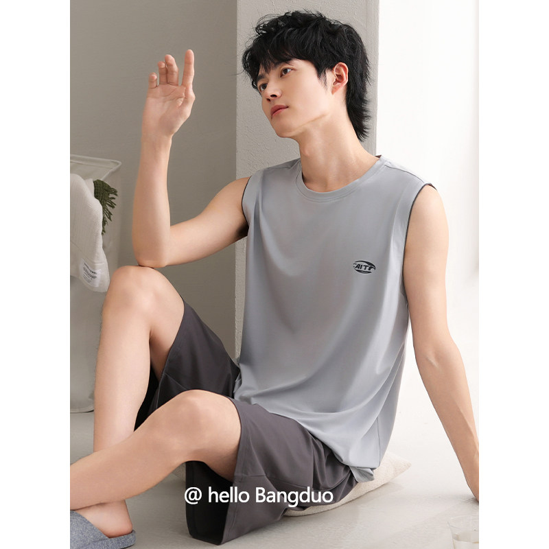 睡衣男夏季莫代尔无袖背心短裤男士薄款夏天青少年冰丝夏款家居服,女士内衣/男士内衣/家居服,睡衣/家居服套装,淘宝优惠券,粉丝福利购,淘宝优惠卷
